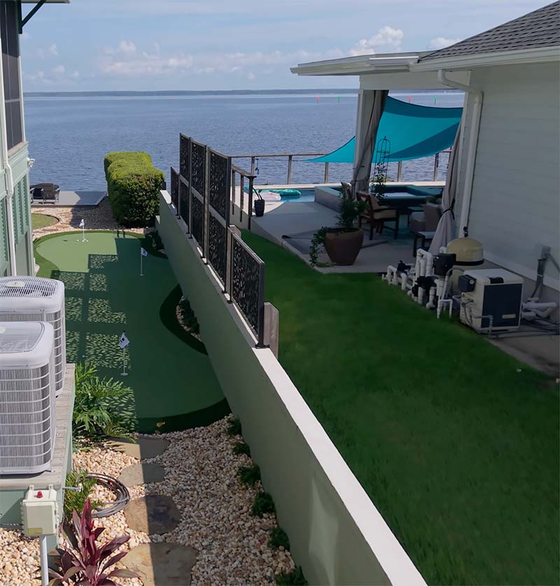 Coastal Landscape design with native plants and custom putting green