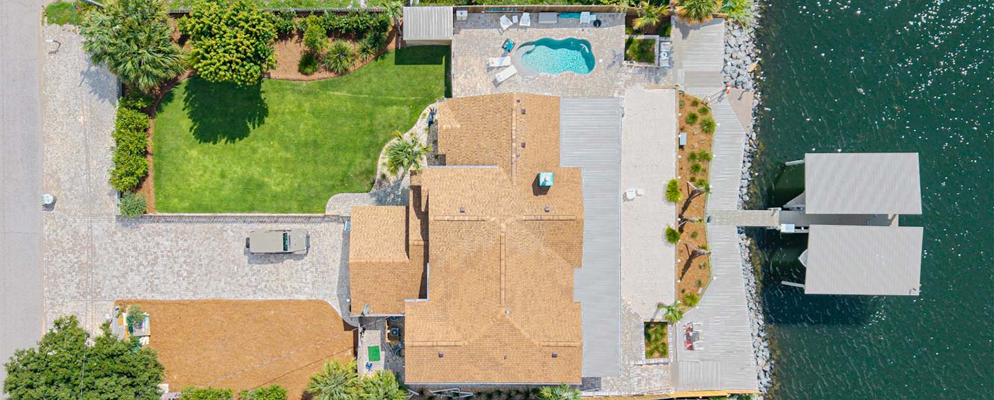 Coastal Landscaping aerial drone image of landscaping by Deep South